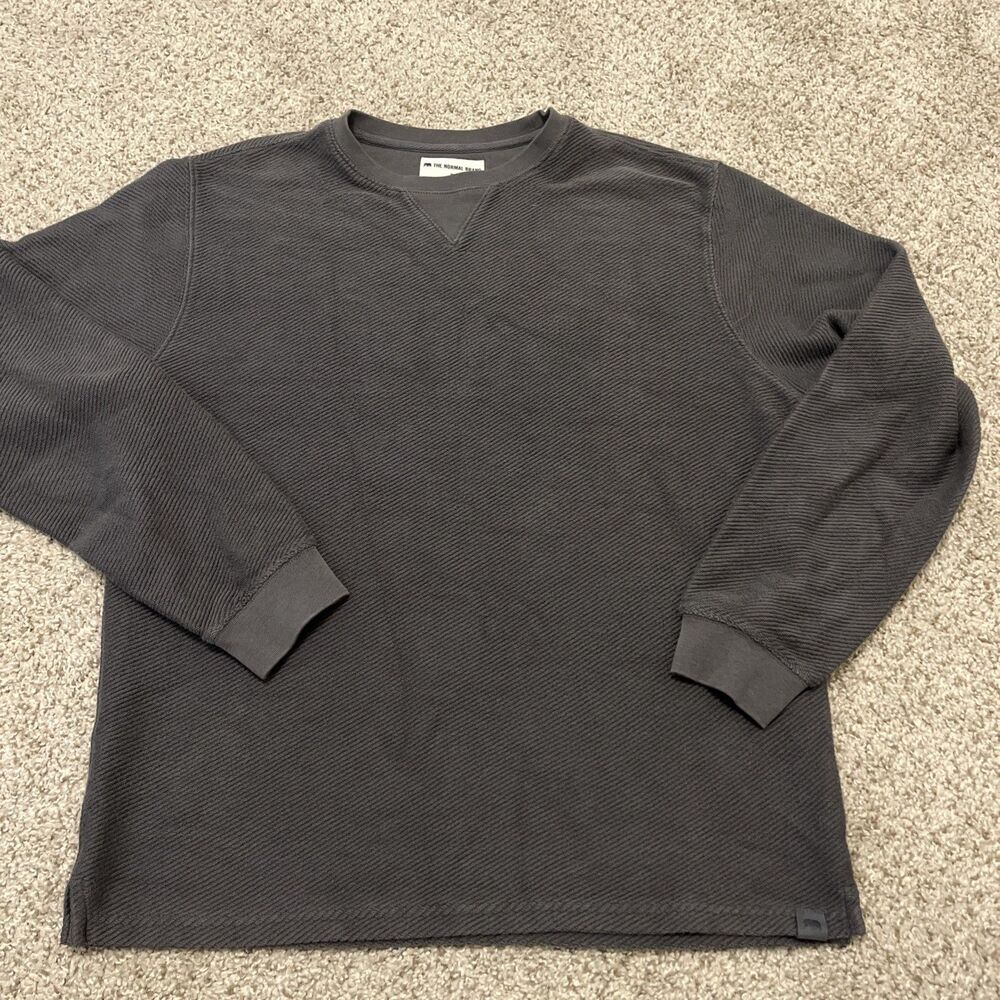 THE NORMAL BRAND Men's Crewneck Pullover Sweatshirt Distressed Grey Size Medium